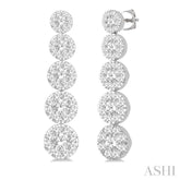 2 ctw Lovebright Round Cut Diamond Earrings in 14K White Gold